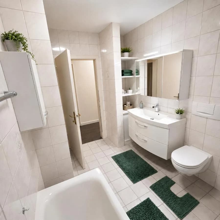 Badezimmer mit Waschbecken und WC in Augustdorf